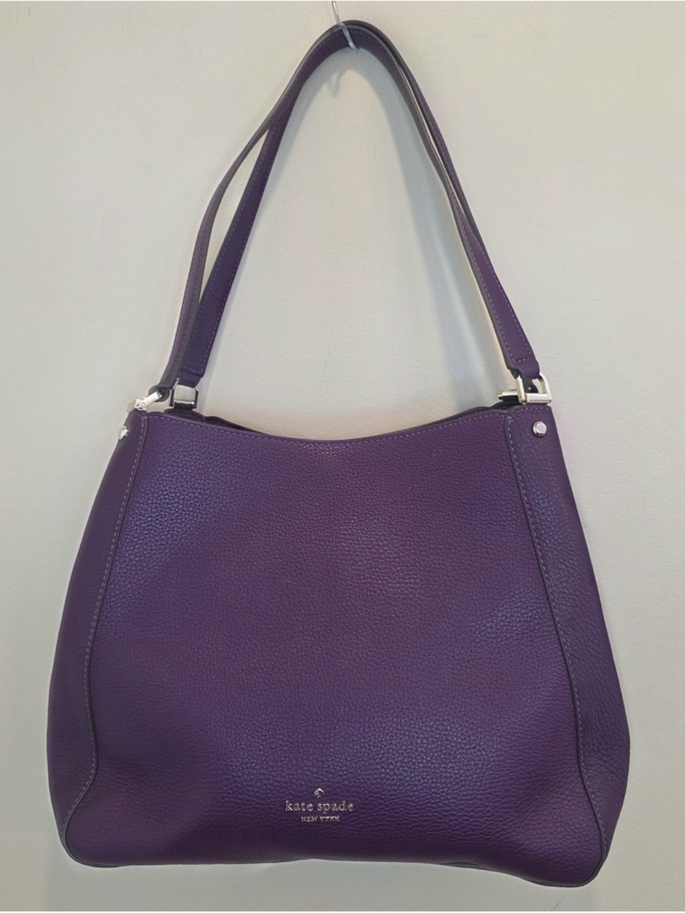 👜kate spade Purple Pebbled Leather Shoulder Bag
